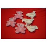 Lot of Plush Lace Covered Bears & Doves