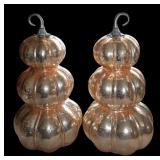 2pc Mercury Glass Style Stacked Pumpkins