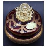 Cristal T. Murano Ruby Red Lidded Candy Dish