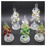 Pier 1 Imports Glass Christmas Trees w/ Ornaments