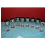 Vtg MCM Silver Fade Rim Drinking Glasses x 8