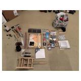 CRAFT LOT ie Stamps, Easel, Pencils, Art Canvas++