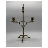 13" English Brass Library Candelabra