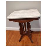 Antique End Table with Marble Top