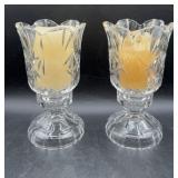 Crystal Hurricane Candle Holder Set