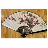 Asian Wall Fan Hand Painted & Signed