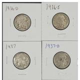 4pc Buffalo Nickels