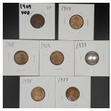 7pc Lincoln Wheat Cents