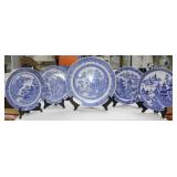 5pc. Spode Blue Room Willow Series Dinner Plates