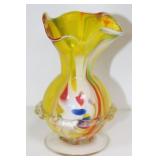 Italian Lutetian Ruffled Art Glass Vase