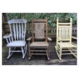 3 Wooden Porch Rocking Chairs