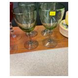 4 Large Green Wine Glasses