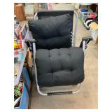 Black Cushioned Reclining Lounge Chair