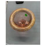 Gold over Pink Depression Glass Compote