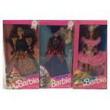 3 BARBIES, SPANISH, BRAZIL, ENGLISH NRFB 1991