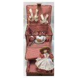 BLUE RIDGE BEARS TEA SET IN WICKER CADDY