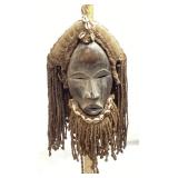 15ï¿½ï¿½ VTG. AFRICAN DAN TRIBAL MASK w BRAIDED LOCS