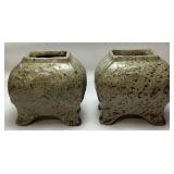 PAIR OF POTTERY VASES, 8.5