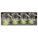 SET OF 4 ANCHOR HOCKING GREEN BOTTOM GLASSES