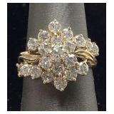 14KT YELLOW GOLD DIAMOND WATERFALL STYLE RING,