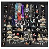 ASSORTED COSTUME JEWELRY, EARRINGS, PINS,