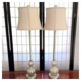 Pair of Mercury Glass Banquet Lamps