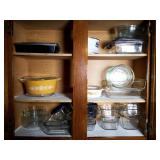 Cabinet Lot, Baking Dishes, Pyrex, Pans