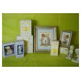 8 Precious Moments Figurines & 2 Framed Decor