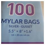 Silver standing Mylar bags 50 bags / 100 each bag