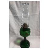 Antique Emerald Green Glass Oil Lamp