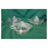 3 Vintage Juicers Clear Glass, Footed