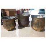 Antique Hammered Brass Planters (3)