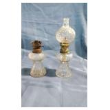 Pair Of Miniature Hobnail Oil Lamps