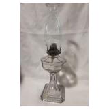 "Greek Key" Clear Glass Oil lamp