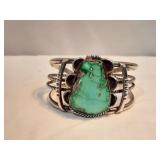 Chunky Sterling Cuff Bracelet with Turquoise Stone