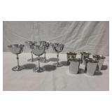 Set of Chrome Small Stem Cocktail Glasses