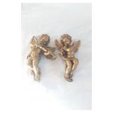 Vintage Chalkware Cherubs plaques.