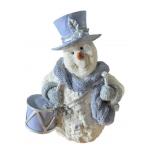 BLUE/WHITE DRUMMER SNOWMAN