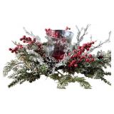 Noel Cedar Berries Frosted Pinecones Candle Holder