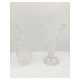 (2) Crystal Vases 10"