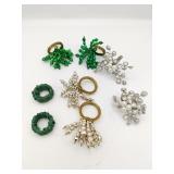 (8) Napkin Rings Beaded & Fabric