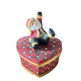 Santa Sitting on a Heart Trinket Box