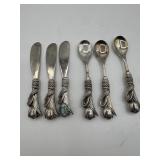 Set Of (3) Butter Spreader Silver & (3) Spoons