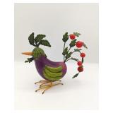 Eggplant Rooster Figurine 6" Tall