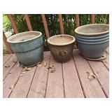 (3) Ceramic Planters 11,13,14"