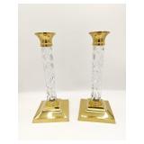 Pair of Waterford Crystal Candlesticks Signed