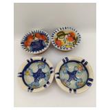 (4) Hand Painted Pottery Bowls Made in Portugal