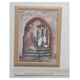 Cobblestone street ceramic tile wall art