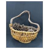 Witchy Twisted Handle Wicker Basket Of Pine