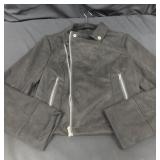 Black Suede Type Moto Jacket Sz Small